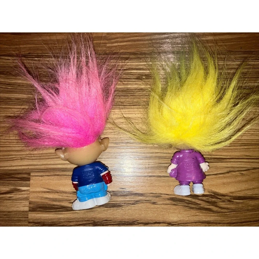 Lot of 2‎ Neon Hair Trolls Glow in the Dark Vtg 1993 Burger King Kids Club Dolls